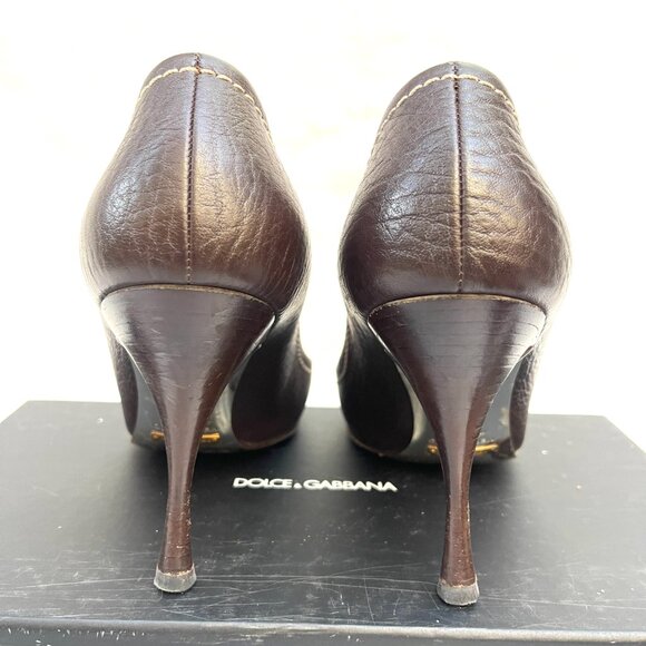 Auc Dolce & Gabbana Vitello T.Moro studded point Toe heels IT38 US 8 - Picture 7 of 14